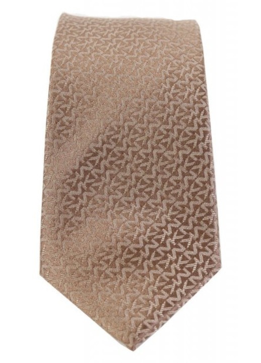 Cravata Michael Kors, model Grabata All Over Print Logo, culoare bronz, marime unica