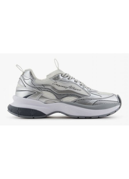 Дамски кецове Emporio Armani, сиво-бели, 100% полиестер