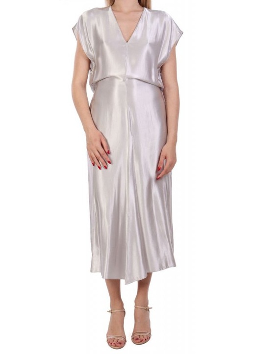 Rochie maxi dama Patrizia Pepe, decolteu V, viscoza, argintiu