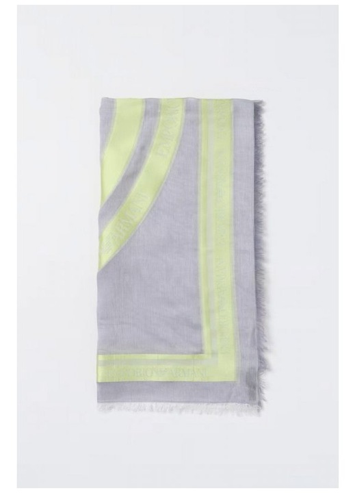 Esarfa Emporio Armani logo gri-galben 120x123cm