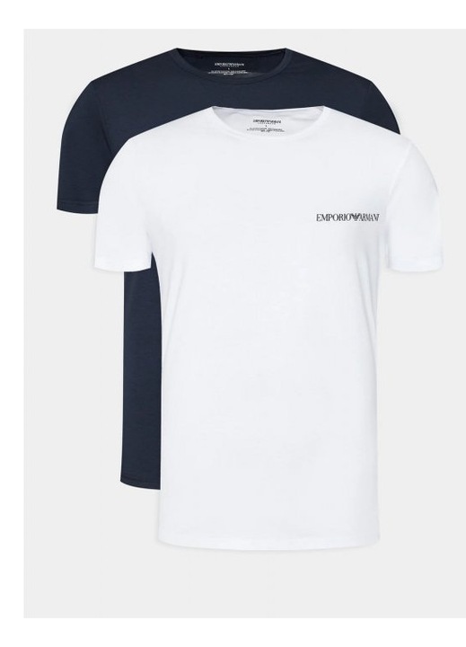 Set 2 tricouri barbati Emporio Armani, guler rotund, alb-albastru, lenjerie intima