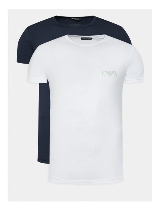 Set 2 tricouri barbati, Emporio Armani, guler rotund, albastru-alb