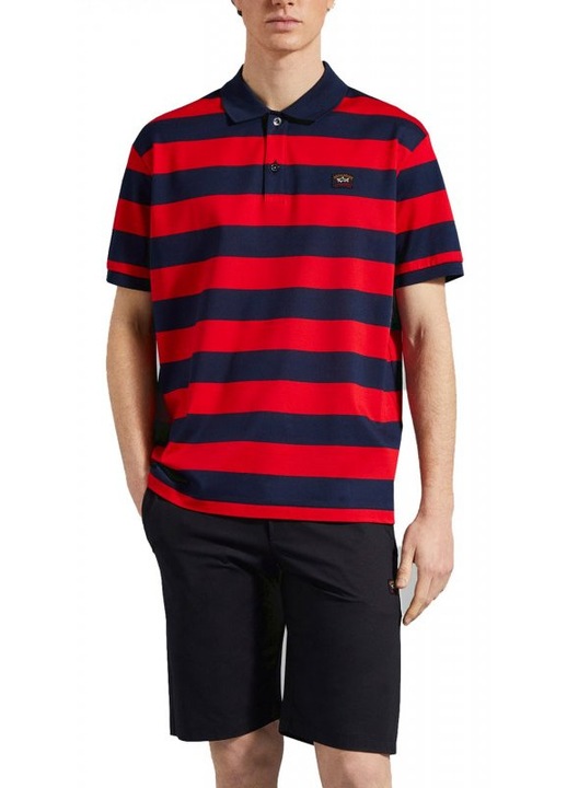 Tricou barbati Paul&Shark, rosu/albastru, dungi mercerizate, 3XL INTL