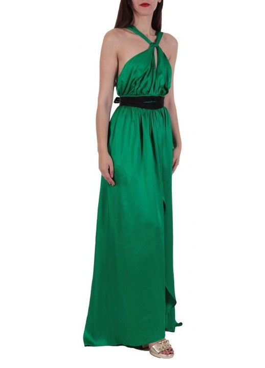 Rochie lunga dama Pinko Anguria, deschidere laterala, viscoza, verde, 42 EU