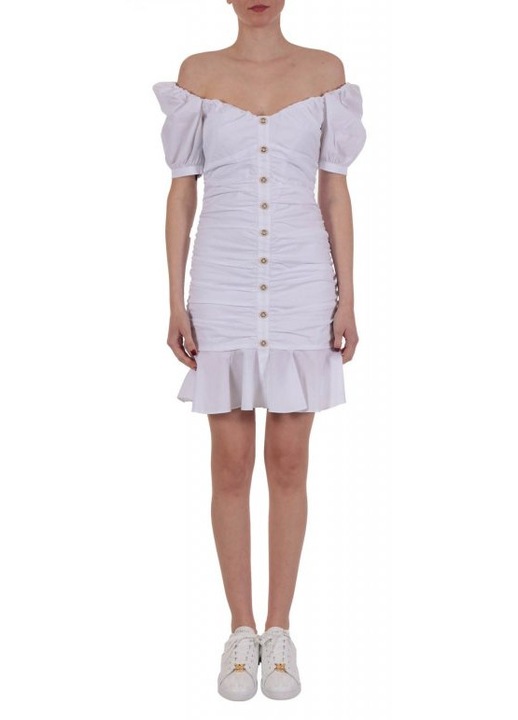 Rochie dama Pinko Ferrara, bumbac/poliamida/elastan, alb