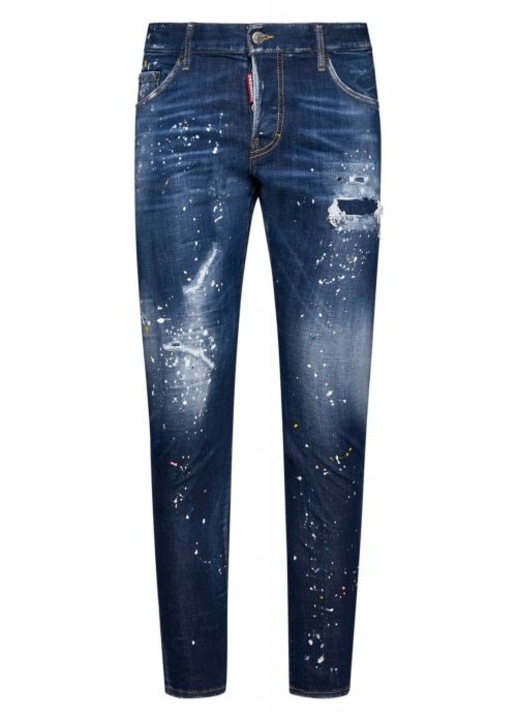 Blugi barbati Dsquared2, imprimeu rasucit, albastru, bumbac, 46 EU