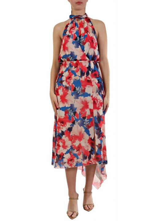 Rochie midi dama Patrizia Pepe, asimetrica, floral, viscoza, multicolor