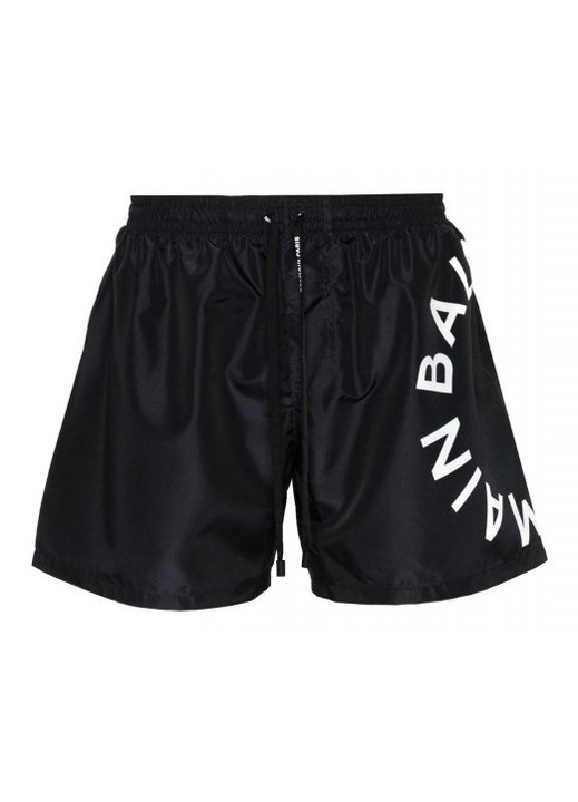 Costum de baie barbati, Balmain, logo fluo, negru, 100% poliester