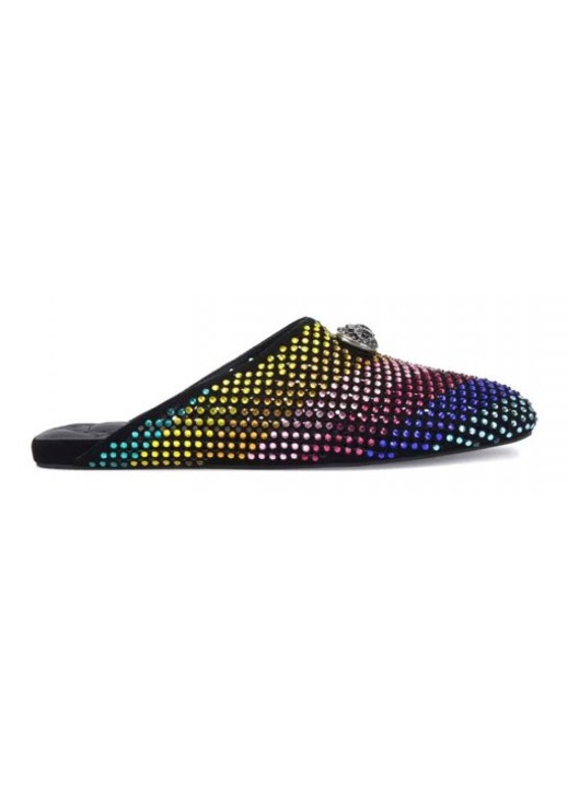 Slapi dama Kurt Geiger Chelsea, piele intoarsa, multicolor, talpa 1,5 cm, 37 EU