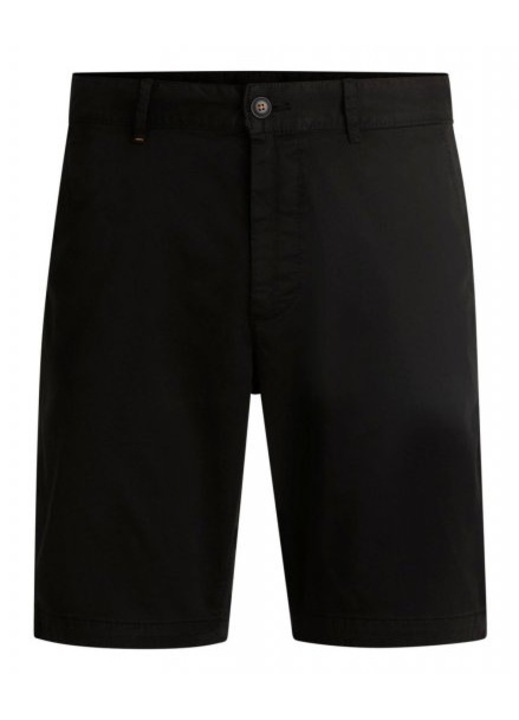Pantaloni scurti BOSS, bermuda casual, slim fit, negri, bumbac-elastan