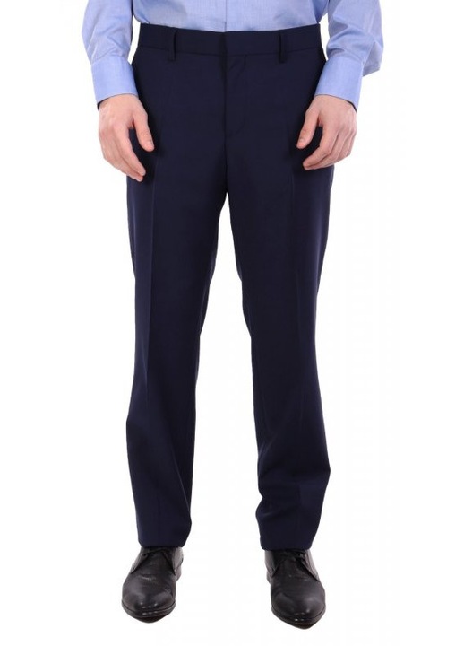 Pantaloni barbati BOSS, slim fit, bleumarin, 100% lana