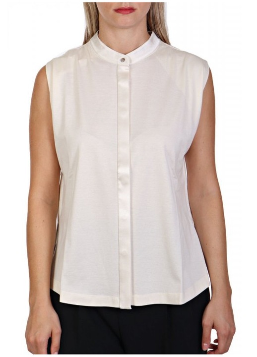 Bluza fara maneci BOSS EJICA MAO, bumbac 100%, off-white, L INTL