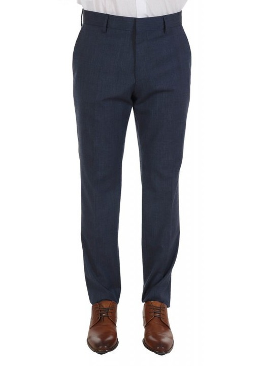 Pantaloni barbati, BOSS, slim fit, bleumarin, 75% lana, 23% bumbac