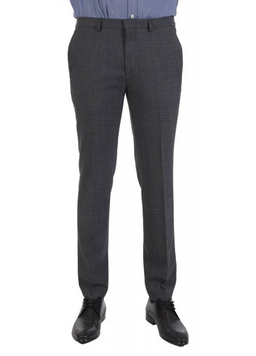 Pantaloni barbati, HUGO, extra slim fit, gri, 74% lana, 23% poliester, 3% elastan, 52 EU