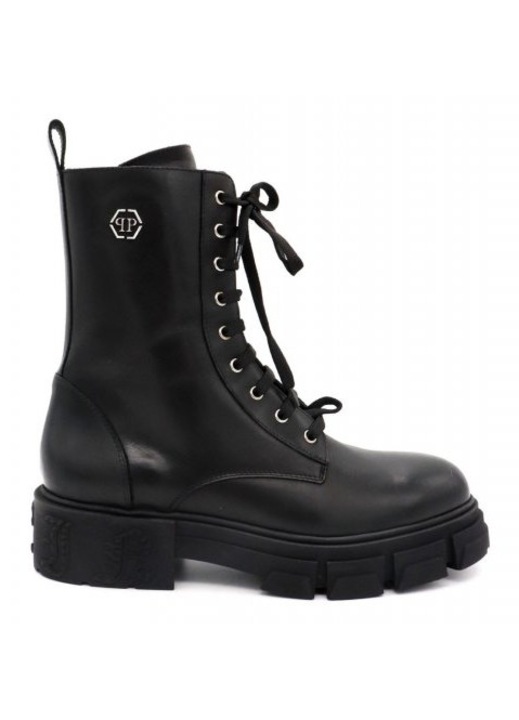 Ghete dama Philipp Plein, piele de vitel, negru, 41 EU