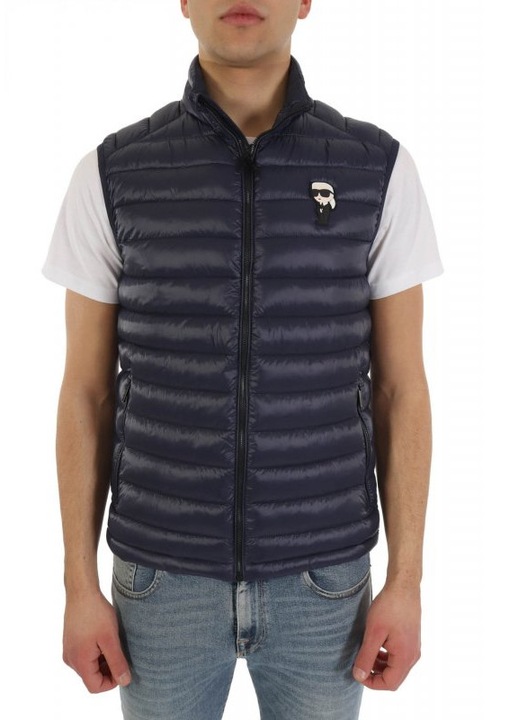 Vesta fara maneci Karl Lagerfeld, albastra, cu logo, poliamida, 54 EU