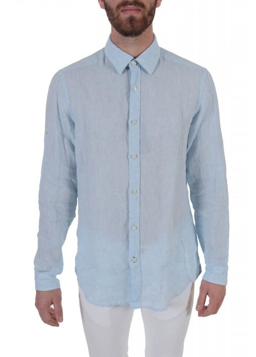 Camasa BOSS, model Lukas 53, regular fit, albastru deschis, in