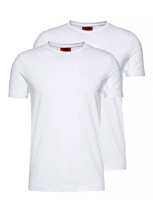 Set tricouri barbati HUGO, guler rotund, alb, Alb