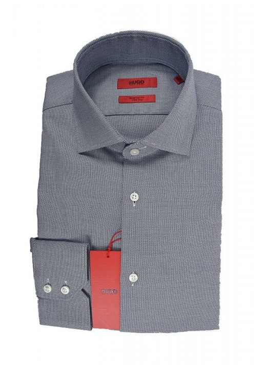 Camasa barbati HUGO, model C-Gordon, croiala regulara, micro-design, albastru, 39 EU