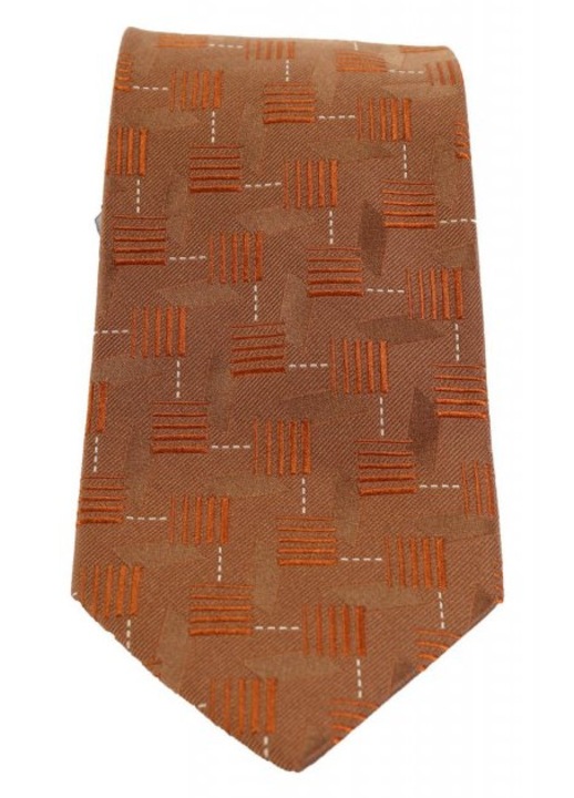 Cravata BOSS MIKROSCHEDIO, portocalie, 9cm, 100% matase