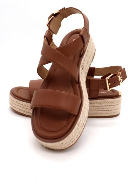 Női szandál Michael Kors Lynn, ökológiai bőr, 4.5 cm sarokmagasság, logóval, barna