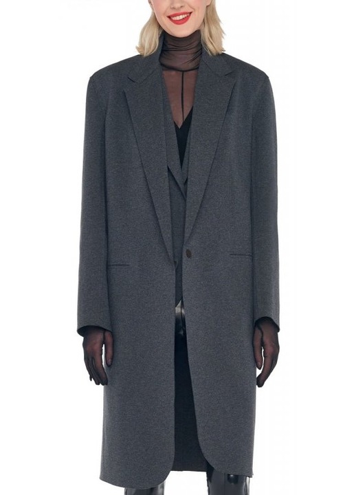 Palton dama, Norma Kamali, oversize, gri, bumbac-elastan