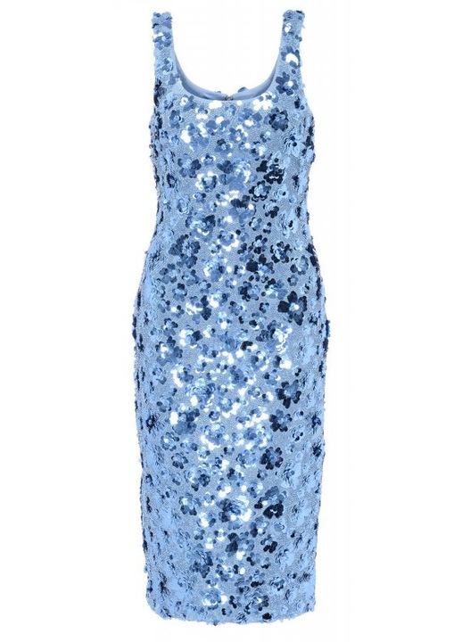 Rochie midi dama Michael Kors, poliester/elastan, albastru deschis, L INTL