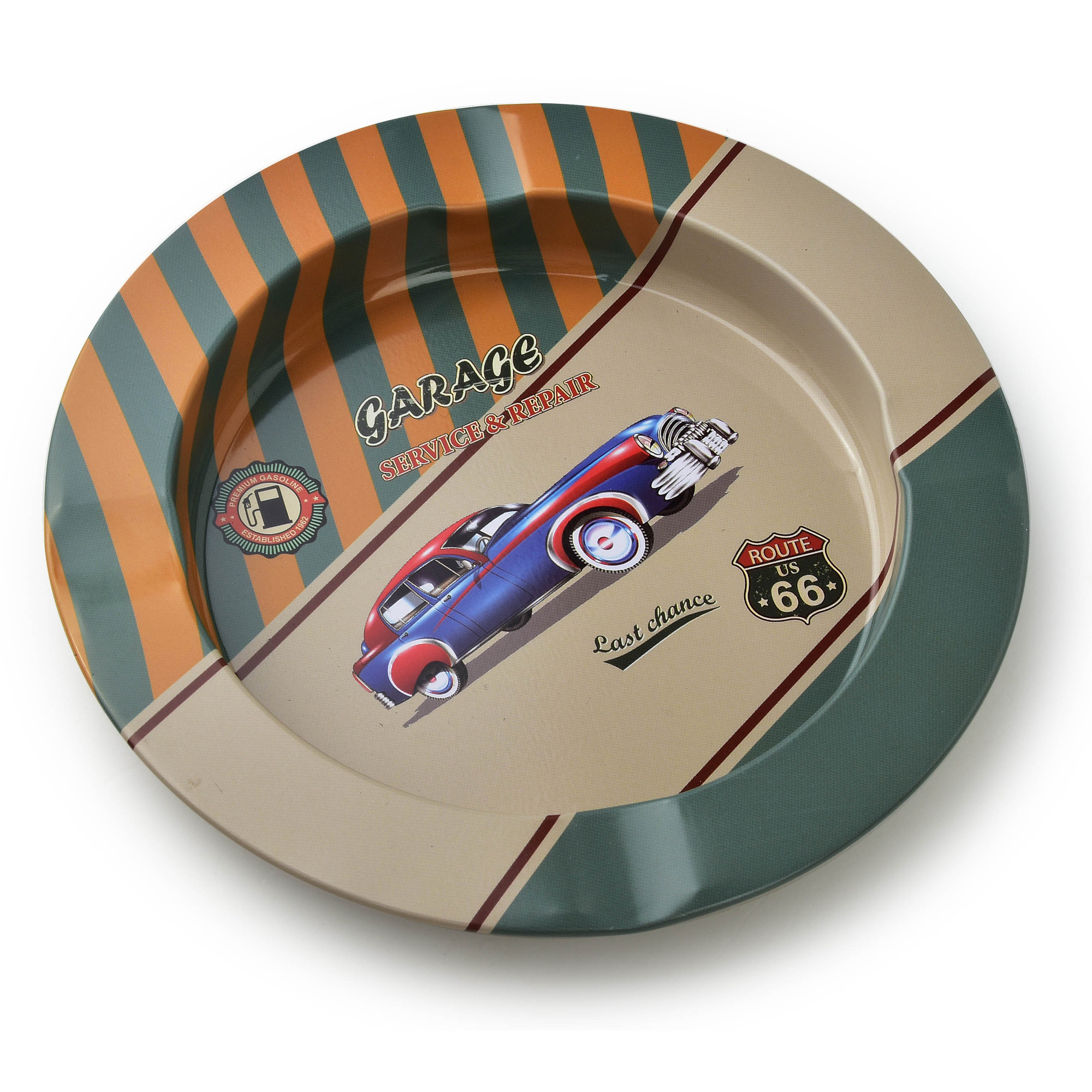 Scrumiera Ashley, Mondex Since 1986, metal, design inspirat de automobile clasice, 13,5x1.5cm, multicolor