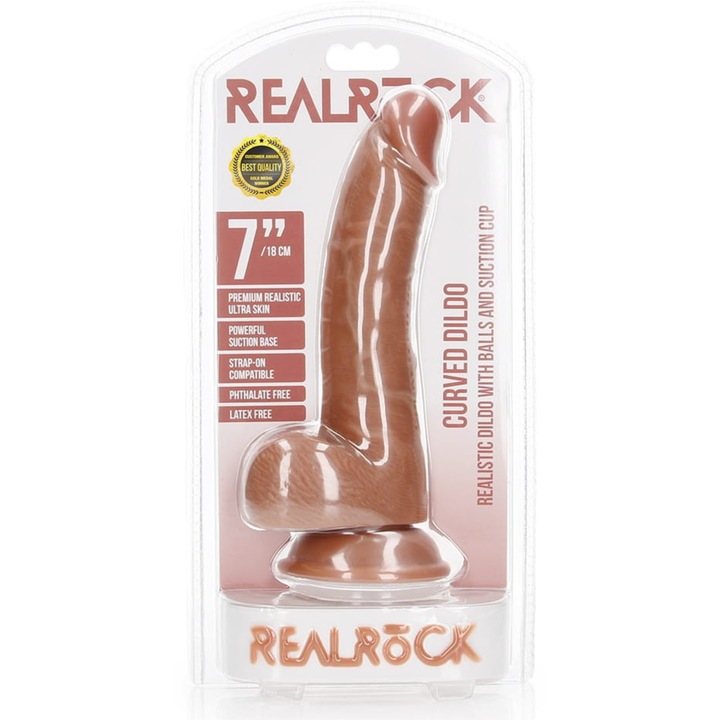 RealRock Kurt извит дилдо 15x3.7 см кафяв
