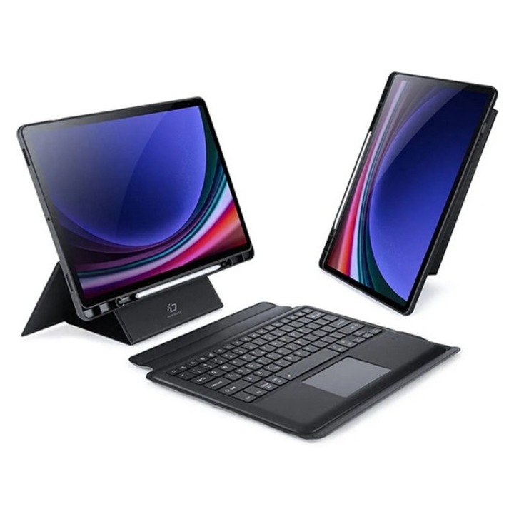 Dux ducis dk bluetooth billentyűzet + touch pad, type-c aljzat, mágneses, asztali tartó, qwerty, fekete, kompatibilis: Samsung Galaxy Tab S9 FE Plus WIFI, SM-X610, / Galaxy Tab S9 FE Plus LTE, SM-X616, / Galaxy Tab S9 Plus LTE, SM-X816