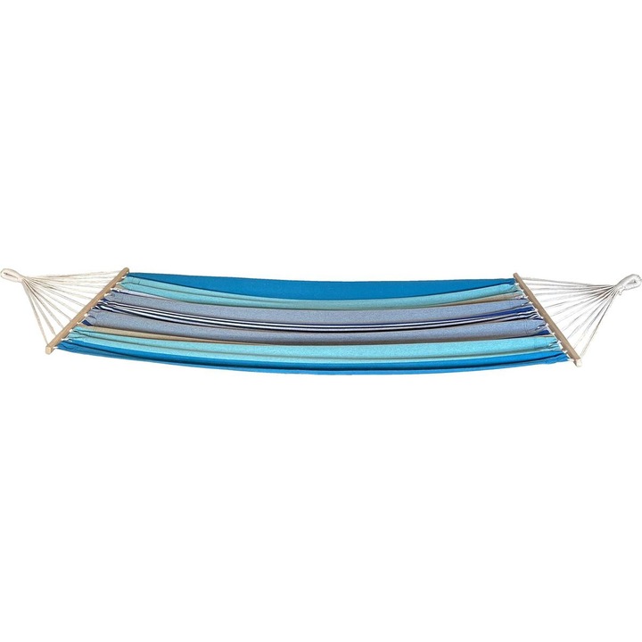 Hamac gradina cu bara din lemn, material textil, 120 kg, 200x100 cm, albastru