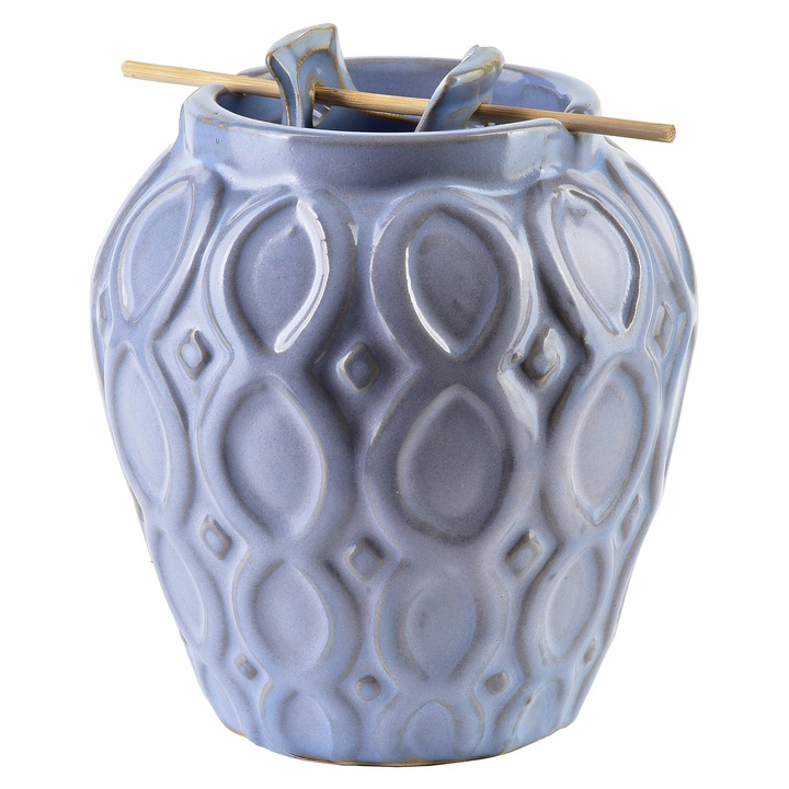 Difuzor ceramic aromaterapie Mondex, 6,5x10,5x11,5cm, doua piese, albastru