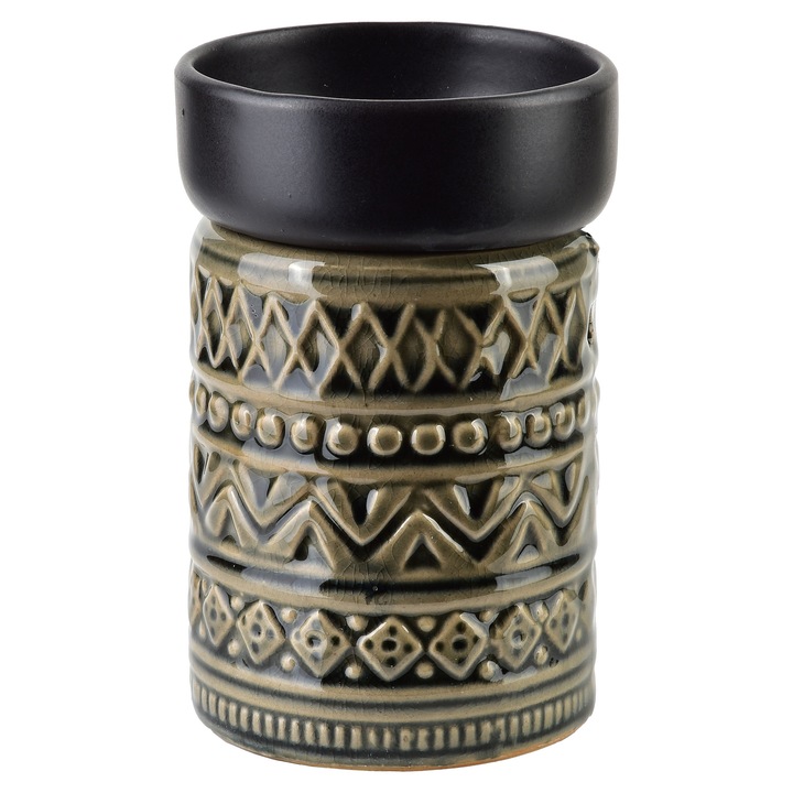 Difuzor ceramic pentru uleiuri esentiale, Mondex, 7,5x7,5x12cm, 2 piese, negru