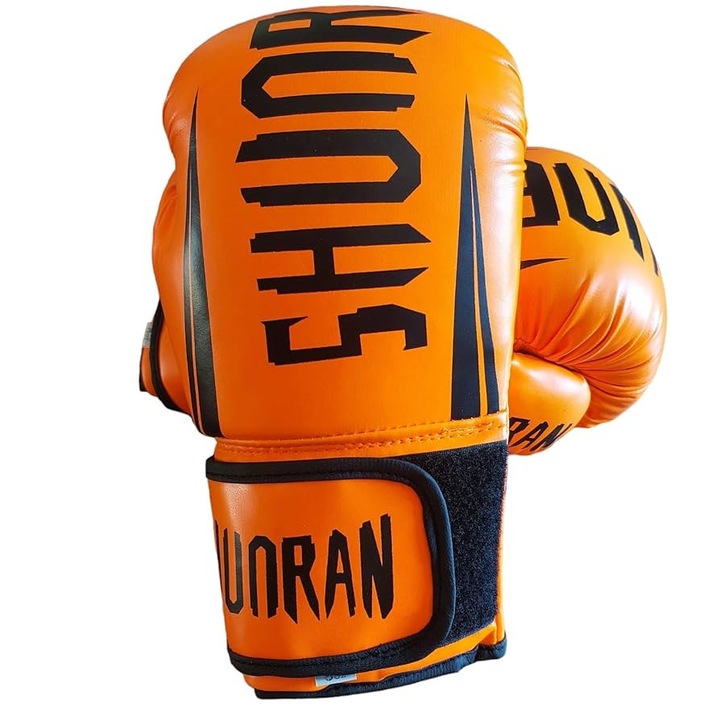 Manusi de box, pentru antrenament sparring, PU durabil, absorbtie socuri, ventilate, fixare velcro, unisex, 10 Oz, Portocaliu