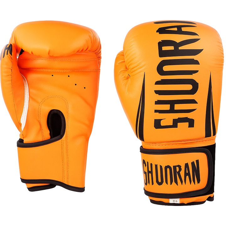 Gyerek boxkesztyű, edzősködéshez, tartós PU, ütéscsillapítás, szellőző, tépőzáras, uniszex, 170 ml, narancssárga