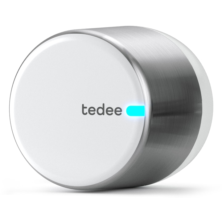 Yala inteligenta Tedee GO, electrica, compatibila cu cilindri Euro, argintie, functie de deblocare automata