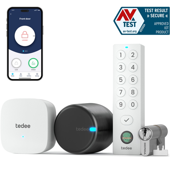 Yala inteligenta, Tedee GO2, cu WiFi si tastatura biometrica, alb