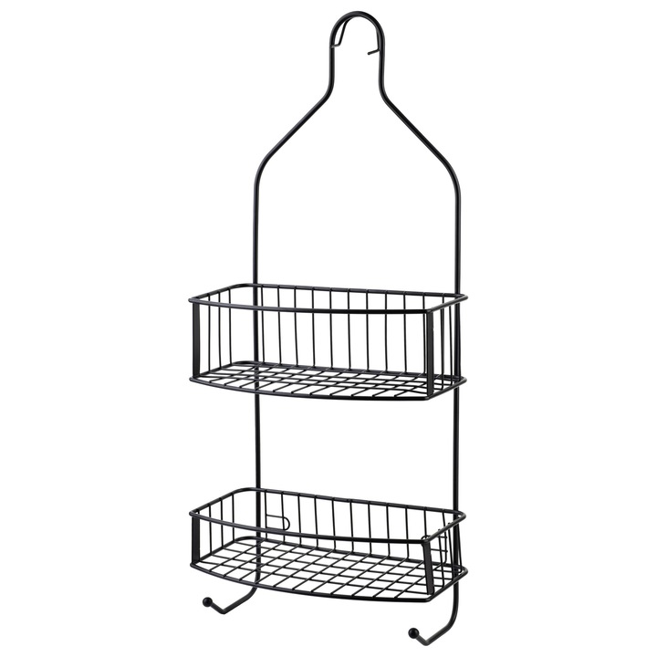 Raft baie Bathlab Polka metal negru mat 15x11.5x56cm 2 polite