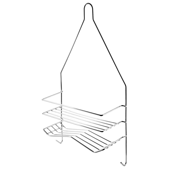 Suport de baie, Bathlab, cu 2 etaje, metal, argintie, 25x9x45,5cm