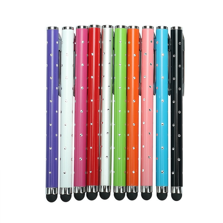 Set de 10 Stylus Pen Universal, Pentru Tablete si Telefoane, Sensibilitate Ridicata, Fara Lag, Multicolor