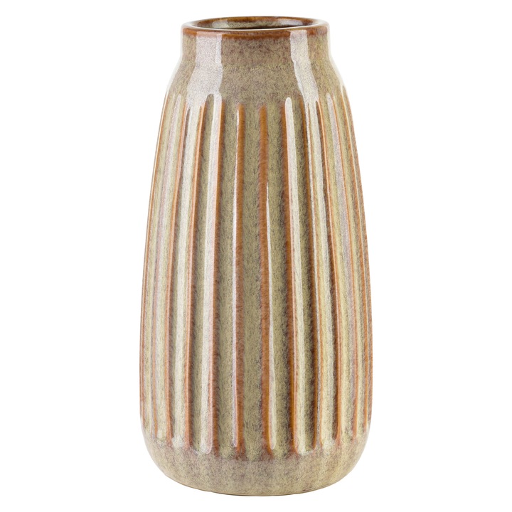 Vaza ceramica Mondex Arina Beige, 15x15x28,5cm, culoare bej, design elegant
