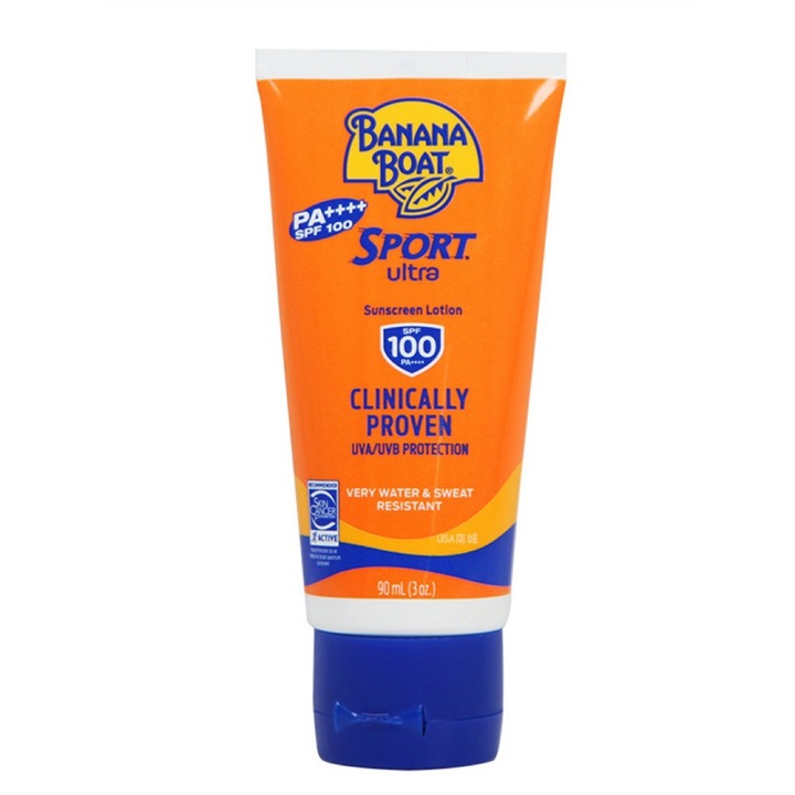 Lotiune de protectie solara Banana Boat Sport Ultra SPF 100, rezistenta la transpiratie si apa, 80 minute, 88ml