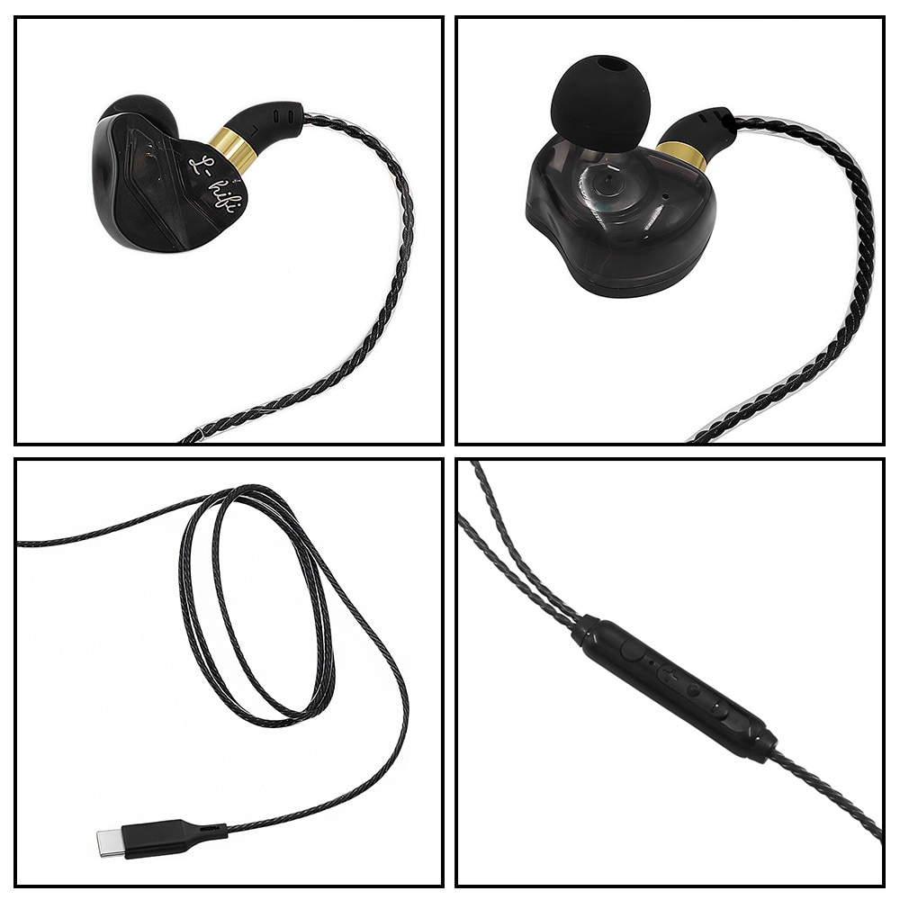 Casti cu fir, In-Ear, Type-C, Control Volum, 1.2m, Calitate Sunet HiFi, Negru