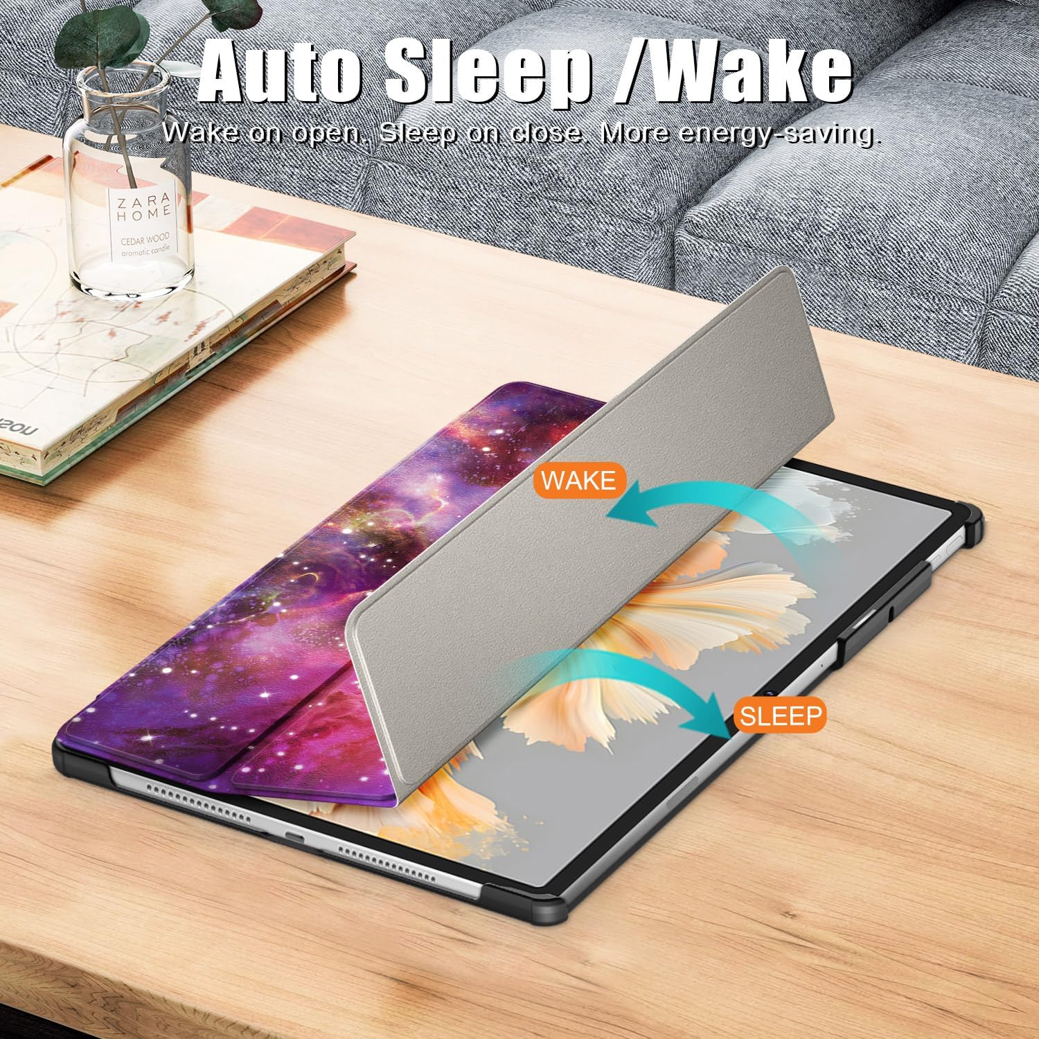 Husa tabletă Omelivon, pentru Lenovo Yoga Tab Plus 12.7", auto sleep/wake, multicolor, 2025