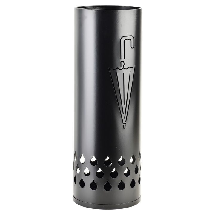 Suport pentru umbrele, Metal, 18,5x51 cm, Negru