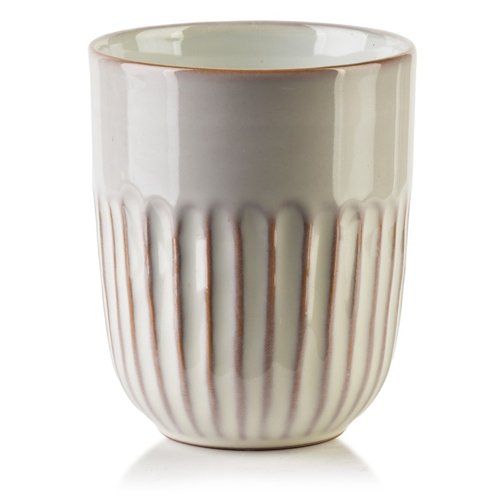 Cana fara maner, Mondex, BASIC NATURE, ceramica, design minimalist, 8x6x10cm, 300ml, Bej