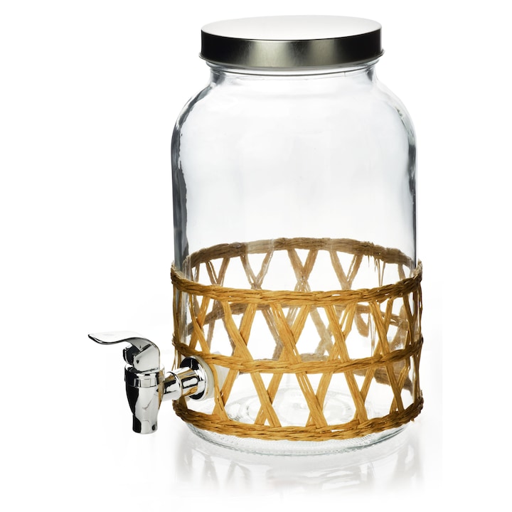 Borcan de sticla modern pentru bucatarie cu robinet, 3,5 l