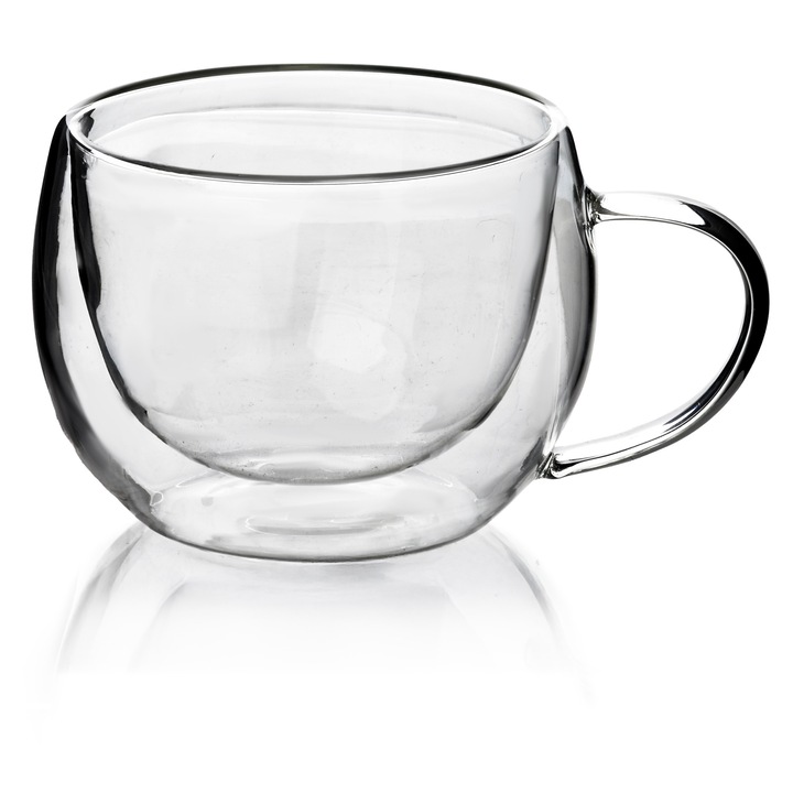 Cana PETER, 280ml, sticla borosilicata, 9x6,5x7,4cm, transparenta, design minimalist