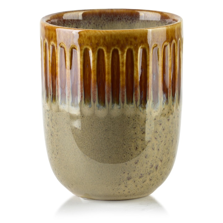 Cana fara maner, Mondex BASIC NATURE, ceramica, design minimalist, culoare naturala, 300ml, 8x6x10cm