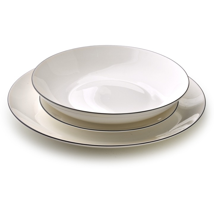 Set de masa portelan Affekdesign By Mondex Lea Simple, 18 piese, alb-negru